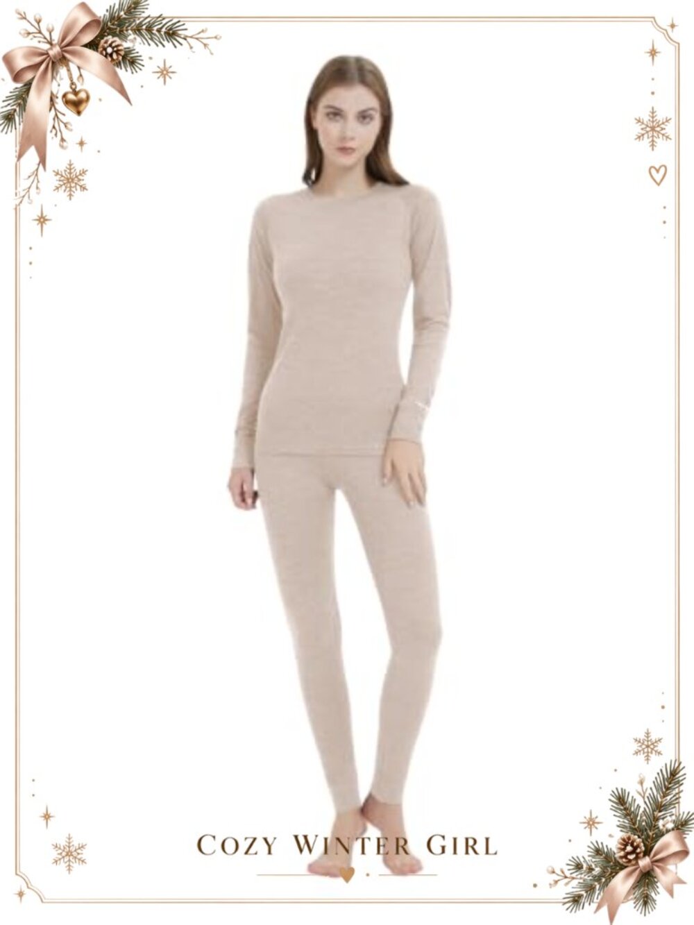100% Merino Wool Thermal Base Layer Set Lightweight Ski Underwear